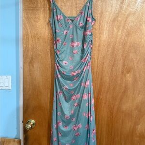 Bailey Rose Chic Floral Maxi Dress - Teal and Pink